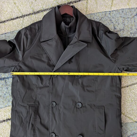 Kenneth Cole Men's Double Breasted Winter Rain Peacoat Removable Bib Black L - Picture 11 of 13
